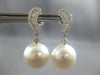 LARGE .6CT DIAMOND & AAA SOUTH SEA PEARL 18K WHITE GOLD JOURNEY HANGING EARRINGS