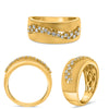 WIDE .23CT DIAMOND 14K YELLOW GOLD 3D ROUND MATTE AND SHINY DOUBLE WAVE FUN RING