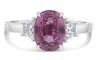 LARGE 3.18CT DIAMOND & AAA PINK SAPPHIRE PLATINUM OVAL 3 STONE ENGAGEMENT RING