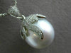 ESTATE LARGE .75CT DIAMOND & AAA SOUTH SEA PEARL 18K WHITE GOLD FLOATING PENDANT