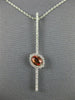 ESTATE .67CT DIAMOND & AAA ORANGE SAPPHIRE 18KT WHITE GOLD 3D BAR LOVE PENDANT