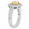 EGL LARGE 1.77CT WHITE & FANCY YELLOW DIAMOND 18KT 2 TONE GOLD ENGAGEMENT RING