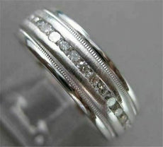 ESTATE WIDE 1.20CT DIAMOND 14K WHITE GOLD MILGRAIN ETERNITY RING DAZZLING #20383