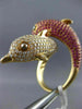 EXTRA LARGE 5.35CT DIAMOND & AAA PINK RUBY 18K ROSE GOLD DOUBLE DOLPHIN FUN RING
