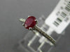 ESTATE .46CT DIAMOND & AAA RUBY 18KT WHITE GOLD OVAL FRIENDSHIP ENGAGEMENT RING