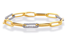 1.48CT DIAMOND 14KT 2 TONE GOLD 3D CLASSIC OPEN OVAL BY THE YARD TENNIS BRACELET
