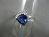 ESTATE WIDE 1.68CT DIAMOND & AAA TANZANITE 14K WHITE GOLD 3D TRILLION RING #2454