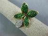 ESTATE LARGE 1.05CT DIAMOND & AAA TSAVORITE 14KT YELLOW GOLD 3D FLOWER LOVE RING
