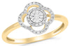 ESTATE .11CT DIAMOND 14KT 2 TONE GOLD 3D ROUND SUNBURST FLOWER FUN RING