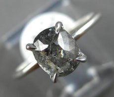 1.46CT SALT & PEPPER DIAMOND 18KT WHITE GOLD 3D SOLITAIRE OVAL ENGAGEMENT RING