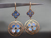 ESTATE LARGE .17CT DIAMOND & BLUE MOTHER OF PEARL 14K ROSE GOLD HANGING EARRINGS