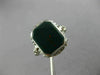 ANTIQUE WIDE GREEN AGATE 14K WHITE GOLD CLASSIC OPEN FILIGREE OCTAGON RING 26427