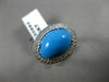 ESTATE 10.46CT DIAMOND & AAA TURQUOISE 14KT WHITE GOLD PAVE HALO OVAL RING 20563
