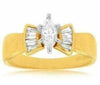 ESTATE 1.10CT MARQUISE & BAGUETTE DIAMOND 14K YELLOW GOLD 3D BOW ENGAGEMENT RING
