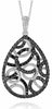 WHITE & BLACK DIAMOND 14KT WHITE GOLD CIRCLE OF LIFE LOVE TEAR DROP PENDANT