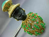 ESTATE LARGE AAA EMERALD & GREEN CARNELIAN 14KT YELLOW GOLD 3D LADY EBONY BROOCH