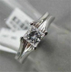 ESTATE PRINCESS CUT DIAMOND .50CT G VS 14KT WHITE GOLD ENGAGMENT FRIENDSHIP RING
