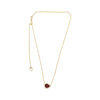 .96CT DIAMOND & AAA RUBY 18K YELLOW GOLD PEAR SHAPE SOLITAIRE HALO LOVE NECKLACE