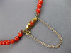 ANTIQUE LARGE & LONG AAA CORAL 14KT YELLOW GOLD GRADUATING LOVE NECKLACE #27556