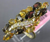 ESTATE LARGE 2.66CT DIAMOND & MULTI GEM 14KT YELLOW GOLD ELONGATED LEAF FUN RING