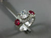 ESTATE LARGE 2.41CT DIAMOND & AAA RUBY 14KT WHITE GOLD 3 STONE ENGAGEMENT RING