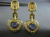 ESTATE EXTRA LARGE 10CT DIAMOND & AAA TANZANITE 18K YELLOW GOLD 3D LOVE EARRINGS