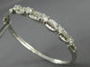 ANTIQUE 2.85CT ROUND & BAGUETTE  DIAMOND 14KT WHITE GOLD BANGLE BRACELET #1047