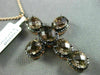 ESTATE LARGE 10.76CT BLACK DIAMOND & SMOKY TOPAZ 14KT ROSE GOLD CROSS PENDANT