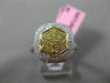 ESTATE WIDE .85CT DIAMOND 18KT WHITE & YELLOW GOLD SQUARE HEXAGON CLUSTER RING