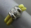 ESTATE WIDE .12CT DIAMOND 18KT WHITE & YELLOW GOLD 3D MESH COCKTAIL RING #7856