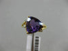 LARGE 3.24CT DIAMOND & AAA TRILLION AMETHYST 14KT YELLOW GOLD MILGRAIN FUN RING