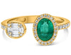 .95CT DIAMOND & AAA EMERALD 14KT YELLOW GOLD OVAL ROUND & BAGUETTE TENSION RING