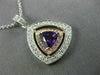 LARGE 1.15CT DIAMOND & AAA AMETHYST 14K WHITE & ROSE GOLD 3D DOUBLE HALO PENDANT