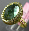ESTATE LARGE 4.90CT DIAMOND & GREEN AMETHYST 14KT YELLOW GOLD OVAL FILIGREE RING
