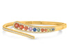 LARGE 2.87CT DIAMOND & AAA MULTI COLOR SAPPHIRE 14KT YELLOW GOLD BANGLE BRACELET