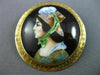 ANTIQUE LARGE MULTI COLOR ENAMEL 14KT YELLOW GOLD 3D VICTORIAN LADY BROOCH PIN