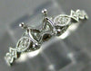 ESTATE .14CT DIAMOND 14KT WHITE GOLD 3D FLOWER LEAF SEMI MOUNT ENGAGEMENT RING