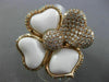 ESTATE EXTRA LARGE 1.90CT DIAMOND & AAA AGATE 18K ROSE GOLD 3D HEART FLOWER RING