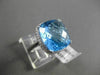 ESTATE EXTRA LARGE 13.98CT DIAMOND & AAA BLUE TOPAZ 14K WHITE GOLD FILIGREE RING