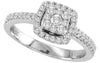 ESTATE 0.5CT DIAMOND 14K WHITE GOLD ROUND SQUARE CLUSTER SEMI ETERNITY LOVE RING