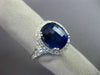 ESTATE LARGE 9.14CT DIAMOND & AAA SAPPHIRES 14KT WHITE GOLD OVAL ENGAGEMENT RING