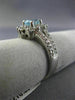 ESTATE 1.49CT DIAMOND & AQUAMARINE 14K WHITE GOLD 3D HALO FLOWER ENGAGEMENT RING