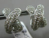 ESTATE .90CT DIAMOND 14KT WHITE GOLD 3D CRISS CROSS X LOVE HUGGIE EARRINGS