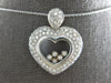 ESTATE LARGE 1.50CT DIAMOND 14KT WHITE GOLD HEART PAVE FUN LOVE FLOATING PENDANT