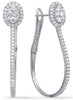 1.11CT DIAMOND 14KT WHITE GOLD 3D FLOWER TEAR DROP CLIP ON HOOP HANGING EARRINGS