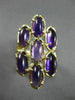 ANTIQUE LARGE 10CT DIAMOND & AAA AMETHYST 14K YELLOW GOLD MULTI OVAL RING #26404