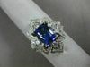 LARGE 2.46CT DIAMOND & AAA CUSHION CUT TANZANITE 14KT WHITE GOLD ENGAGEMENT RING