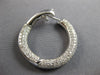LARGE 3.40CT DIAMOND 18KT WHITE GOLD 3D MULTI ROW SIDEWAYS HOOP HANGING EARRINGS