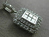 ESTATE LARGE 1CT DIAMOND 14K WHITE GOLD RECTANGULAR FILIGREE DOUBLE HALO PENDANT