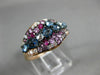 ESTATE 1.63CT DIAMOND & MULTI GEM 14KT ROSE GOLD 3D CLUSTER WAVE FRIENDSHIP RING